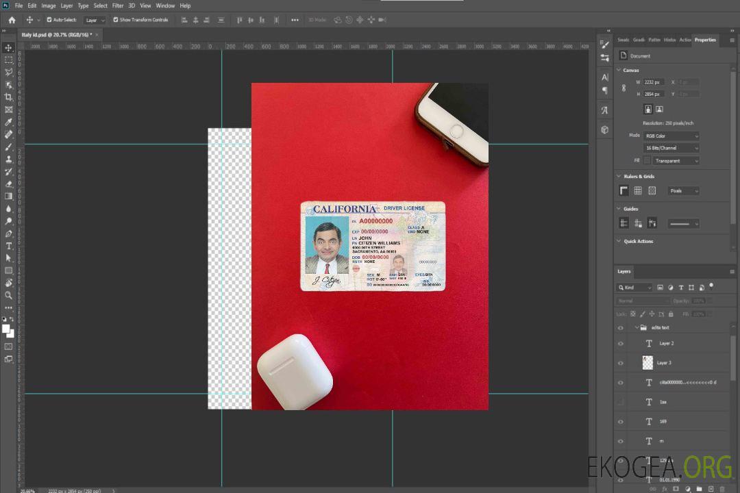 USA Californie permis de conduire photolook AVANT template USA Californie permis de conduire photolook AVANT template